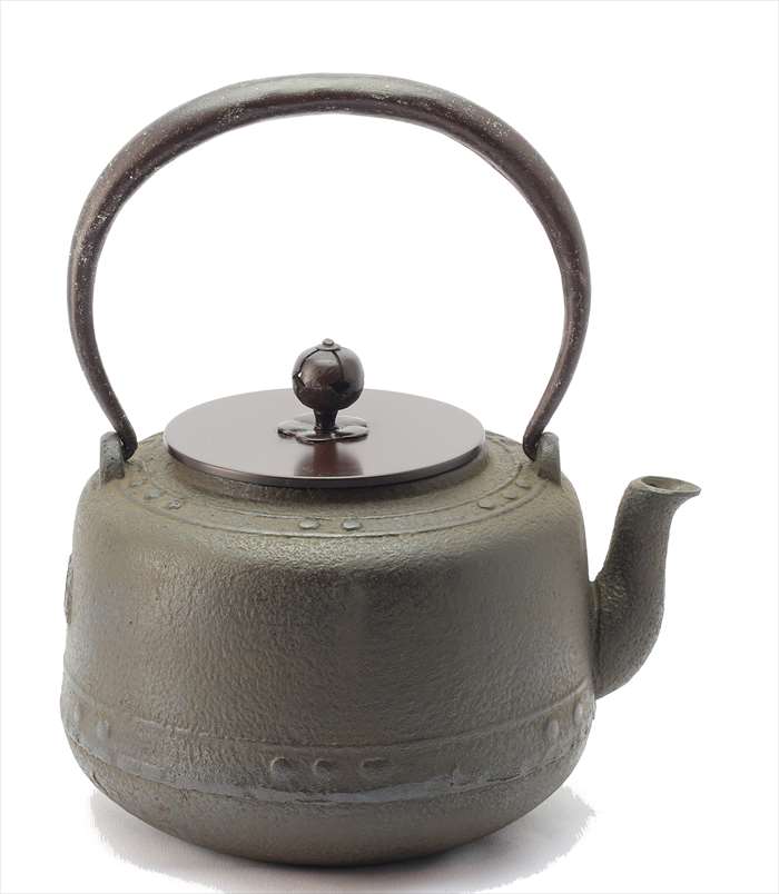 未使用品 茶道具 霰地紋 鉄瓶 正寿堂 共蓋 鋳物 山形 湯沸かし 煎茶