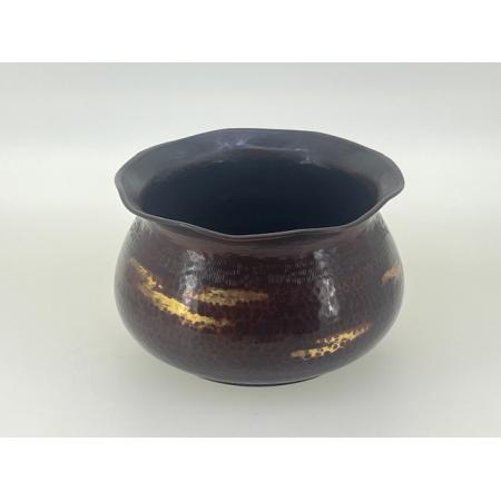 銅製 建水　袋型槌目　雲金　一政堂