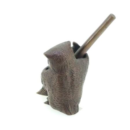 銅製置物 小物 　フクロウに筆