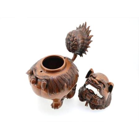 香炉 銅製　　向獅子ロスト