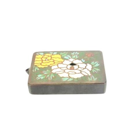 銅製　水滴　角　七宝　牡丹