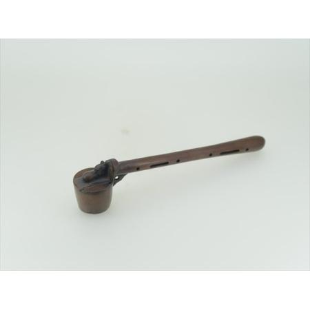 銅製　書道道具　矢立　茄子　透かし